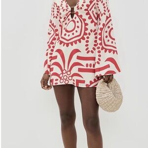 Chic Red and White Patterned Beach Mini Dress